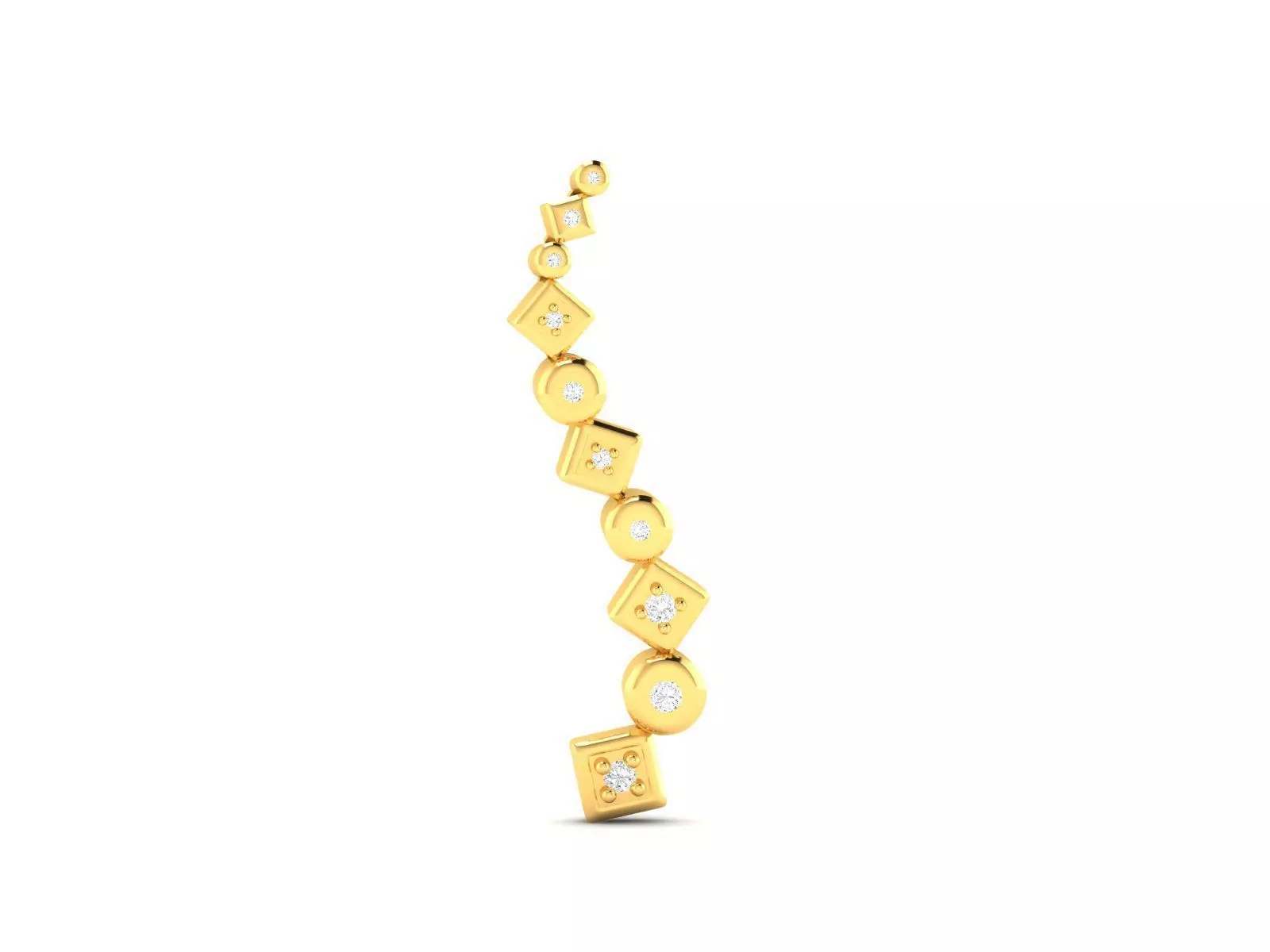 Pendant-1252 gold earring with diamonds 3D print model_0