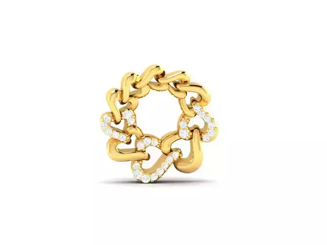 Pendant-1251 diamond link ring in gold