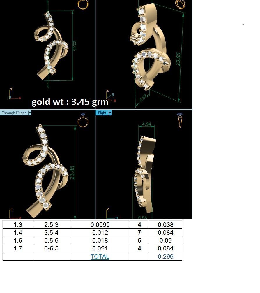 Pendant-1237 gold diamond earring 3D print model_1