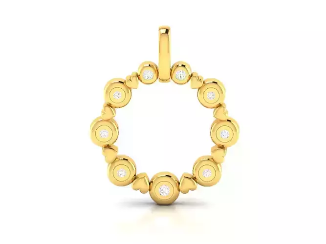 Pendant-1236 diamond circle pendant gold