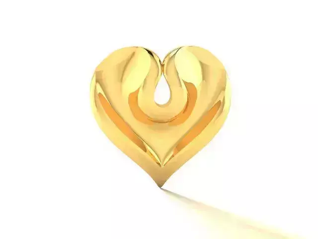 Pendant-1222 heart shaped pendant gold 3D print model