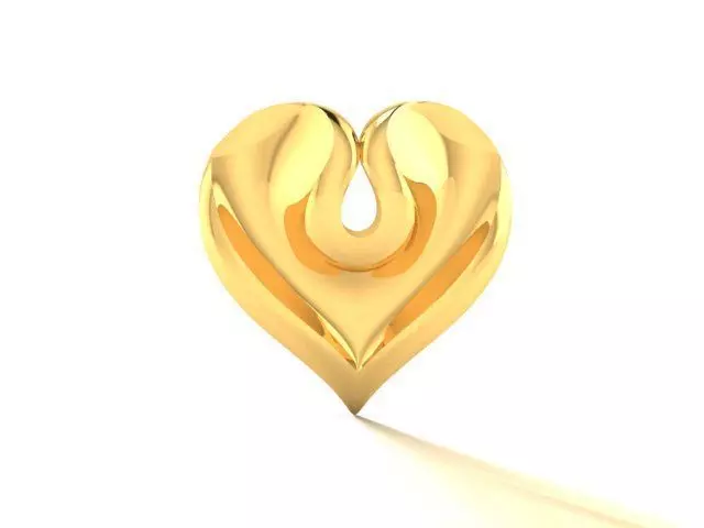 Pendant-1222 heart shaped pendant gold 3D print model