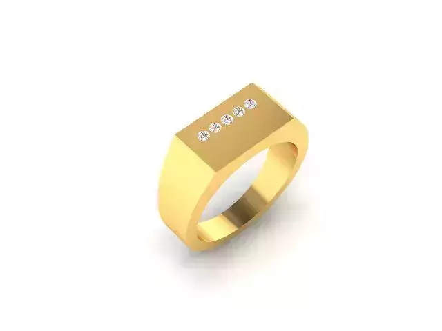 Ring-58 gold signet ring with diamonds
