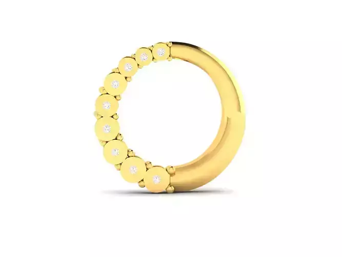 Pendant-696 gold circle nose ring with diamonds