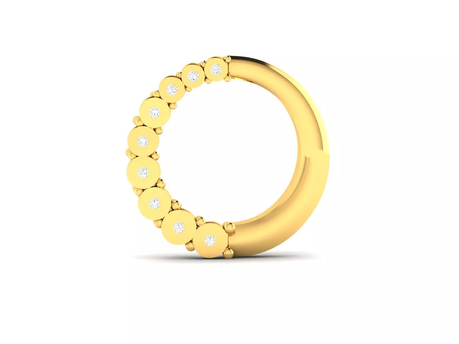 Pendant-696 gold circle nose ring with diamonds 3D print model_0