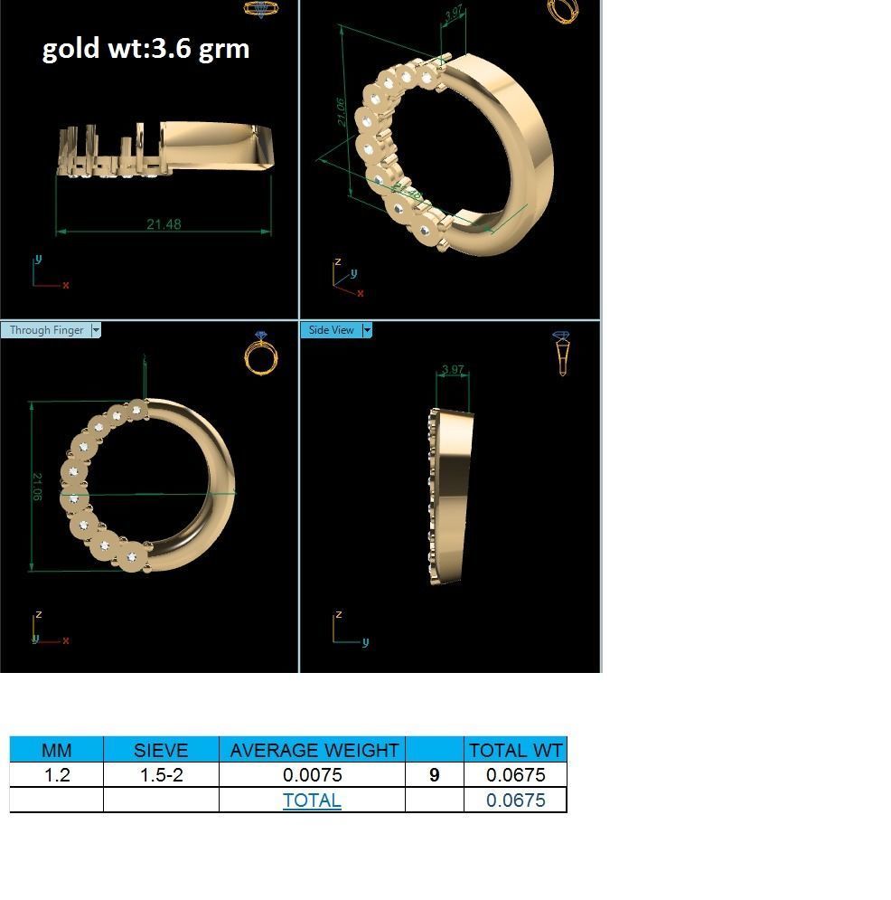 Pendant-696 gold circle nose ring with diamonds 3D print model_1