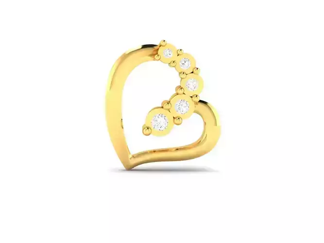 Pendant-689 heart shaped diamond pendant gold 3D print model