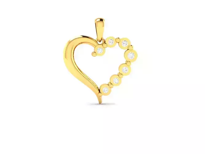 Pendant-688 heart shaped diamond pendant gold 3D print model