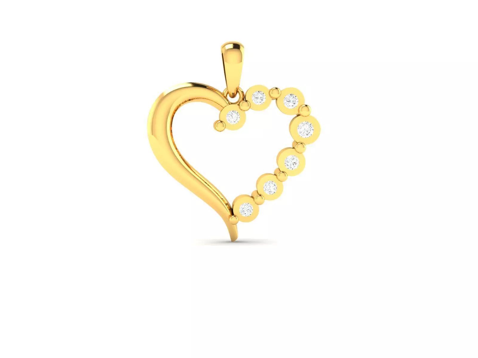 Pendant-688 heart shaped diamond pendant gold 3D print model_0