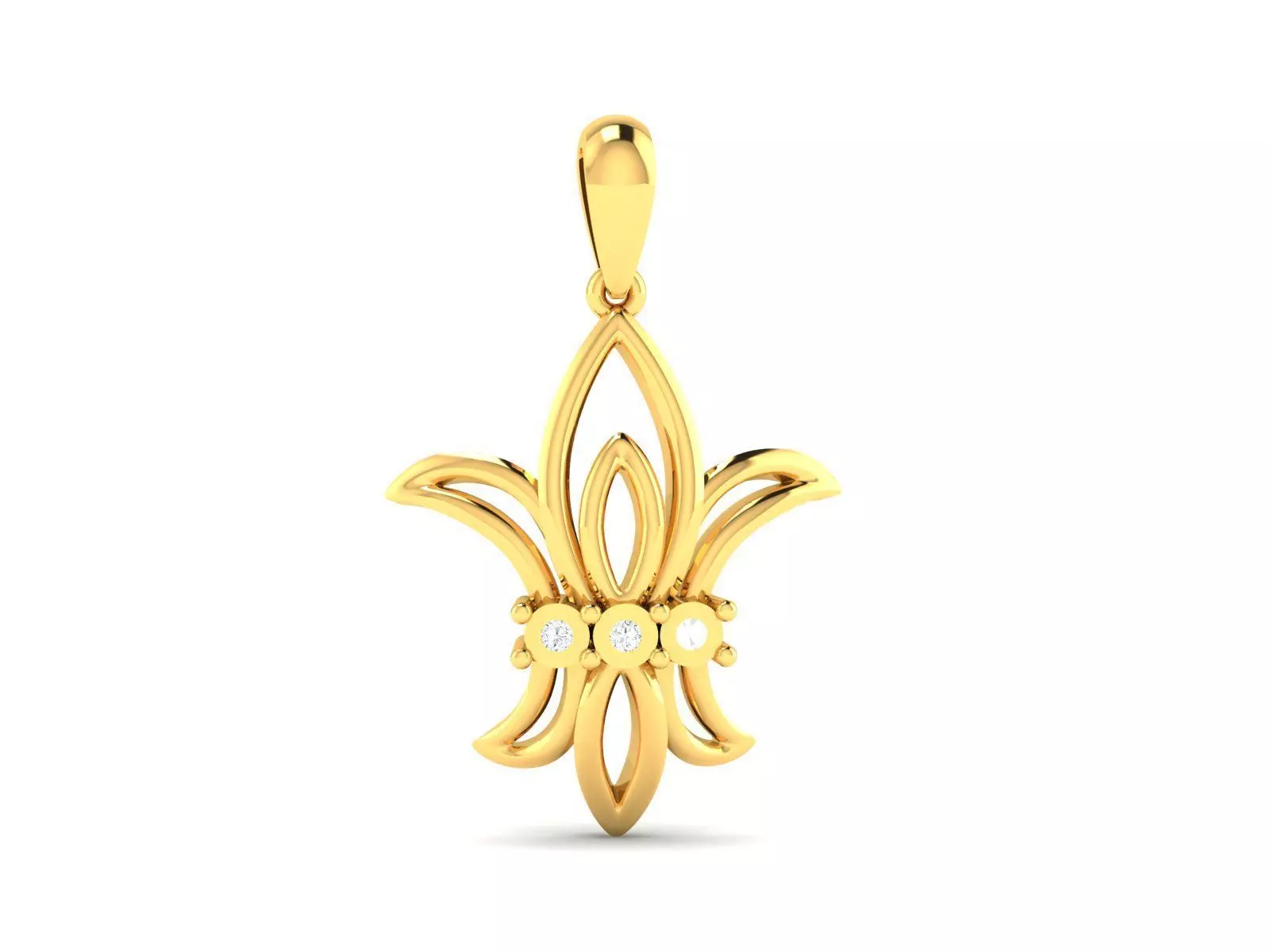 Pendant-687 lily pendant gold 3D print model_0