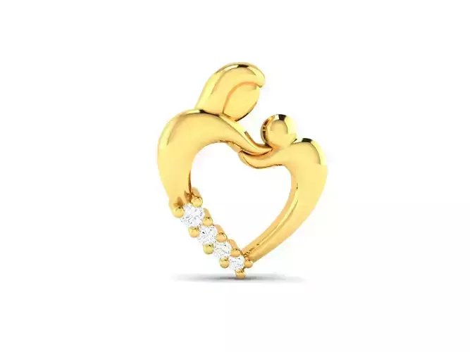 Pendant-672 mother and child pendant gold 3D print model