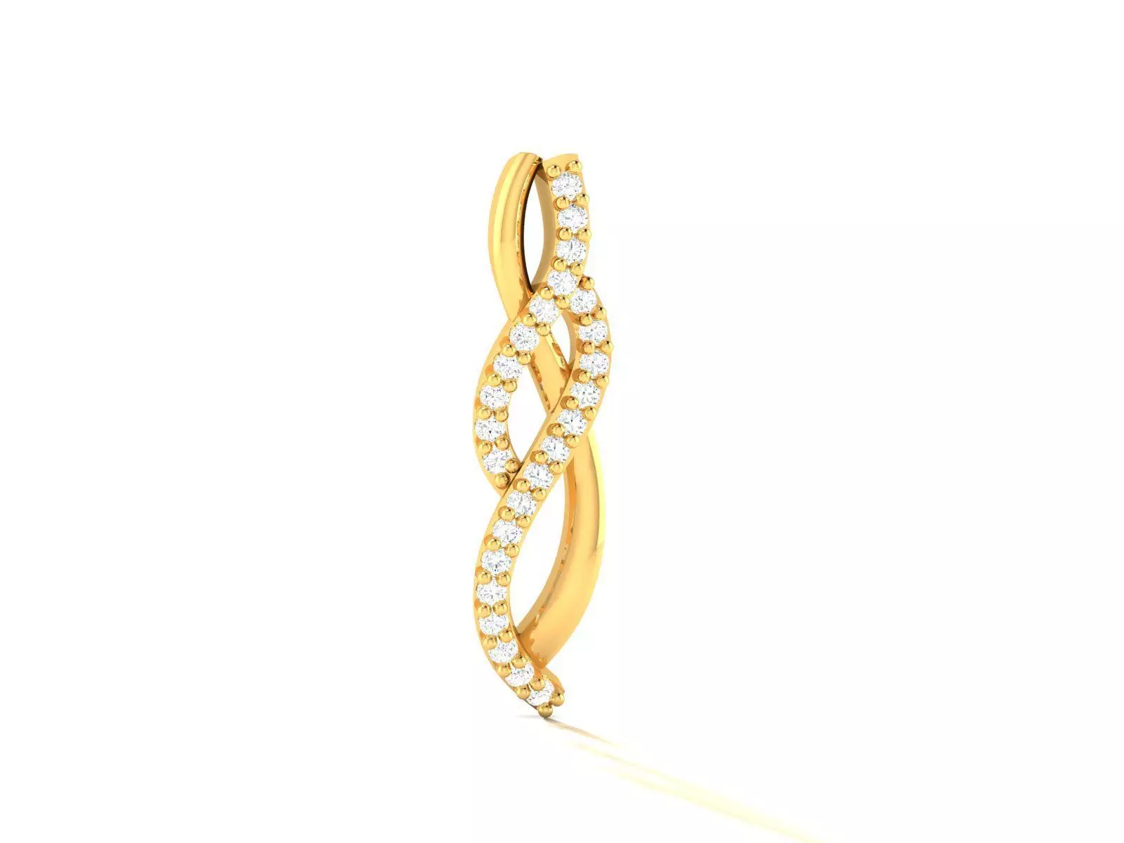 Pendant-632 gold diamond twist ring 3D print model_0