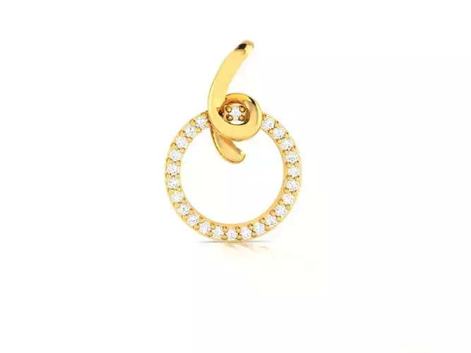 Pendant-631 gold circle pendant with diamonds
