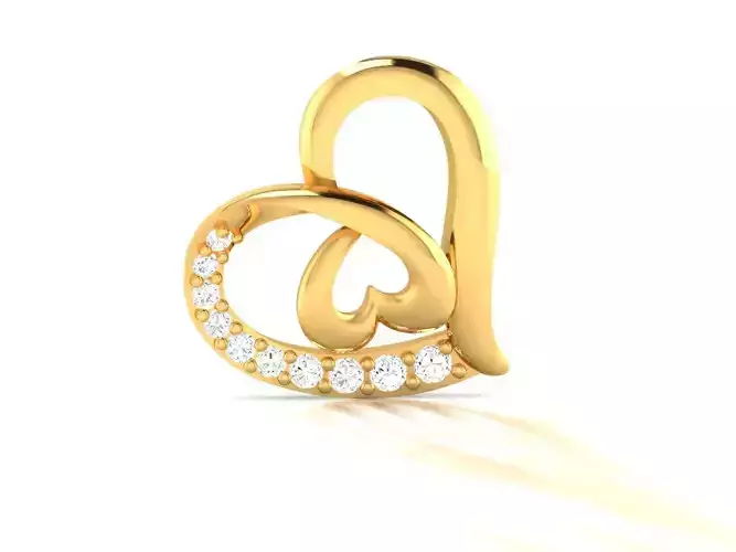 Pendant-627 diamond heart pendant gold 3D print model
