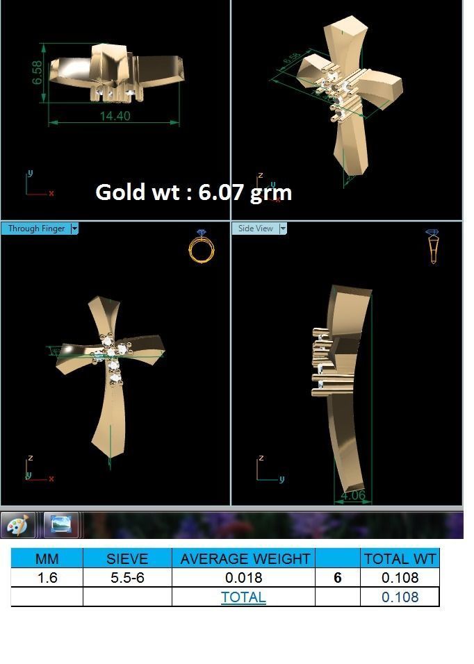 Pendant-623 gold cross pendant with diamonds 3D print model_1