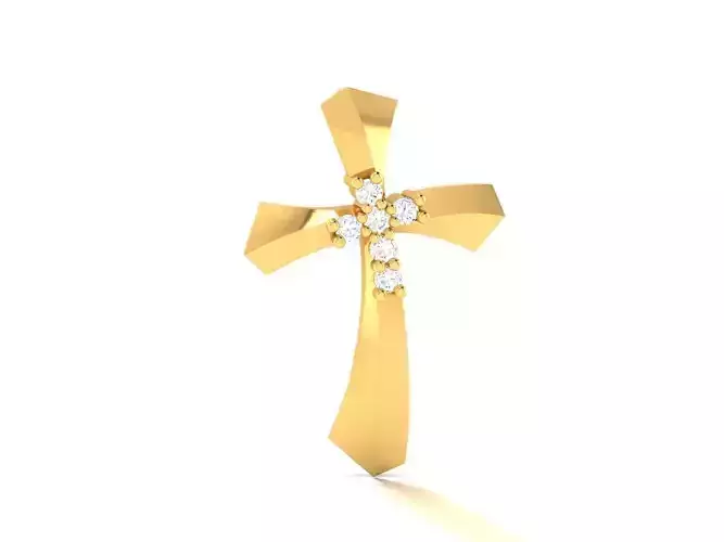 Pendant-623 gold cross pendant with diamonds 3D print model