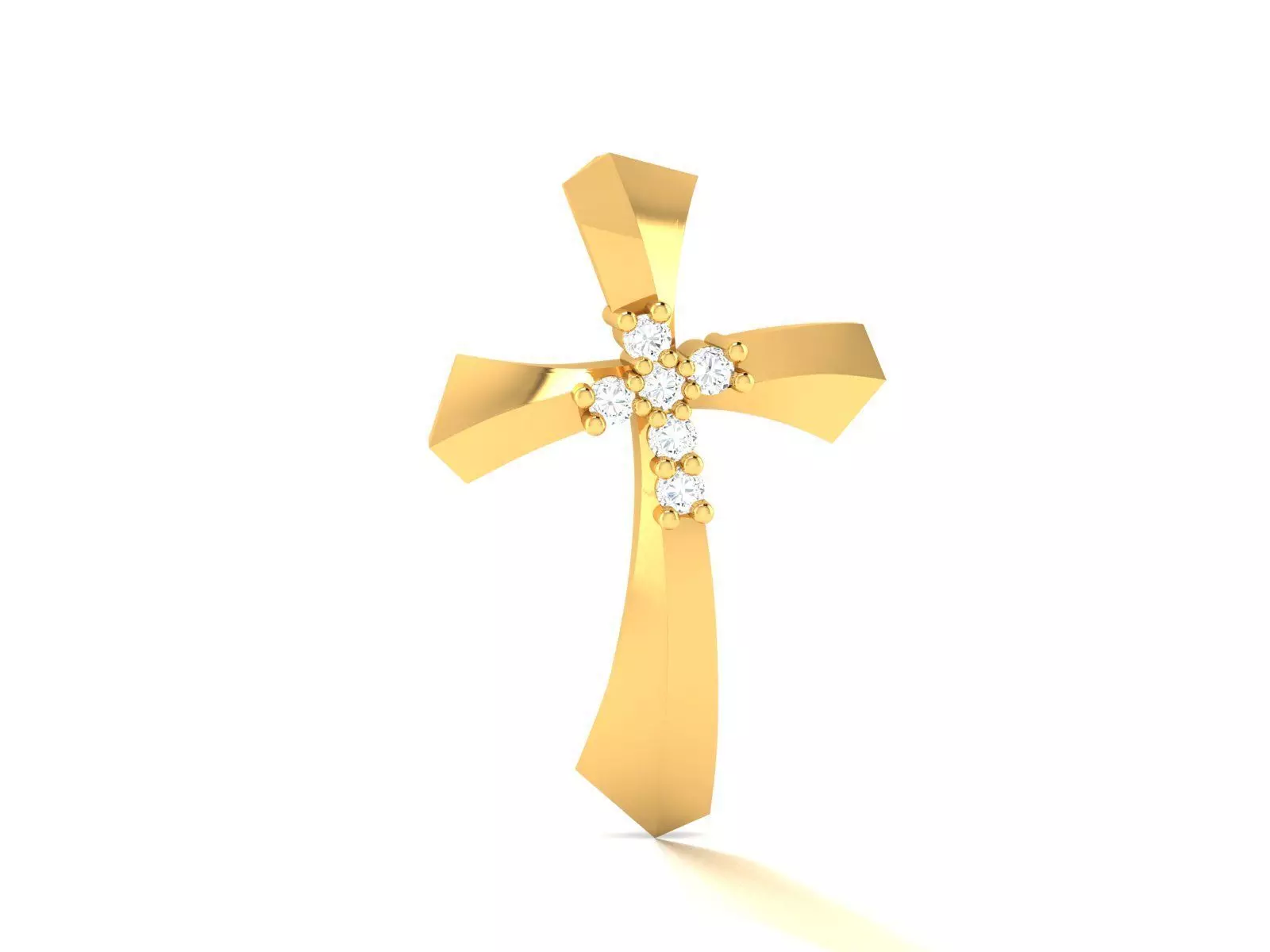 Pendant-623 gold cross pendant with diamonds 3D print model_0
