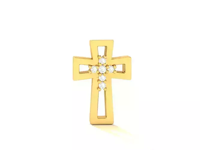 Pendant-622 gold cross pendant with diamonds