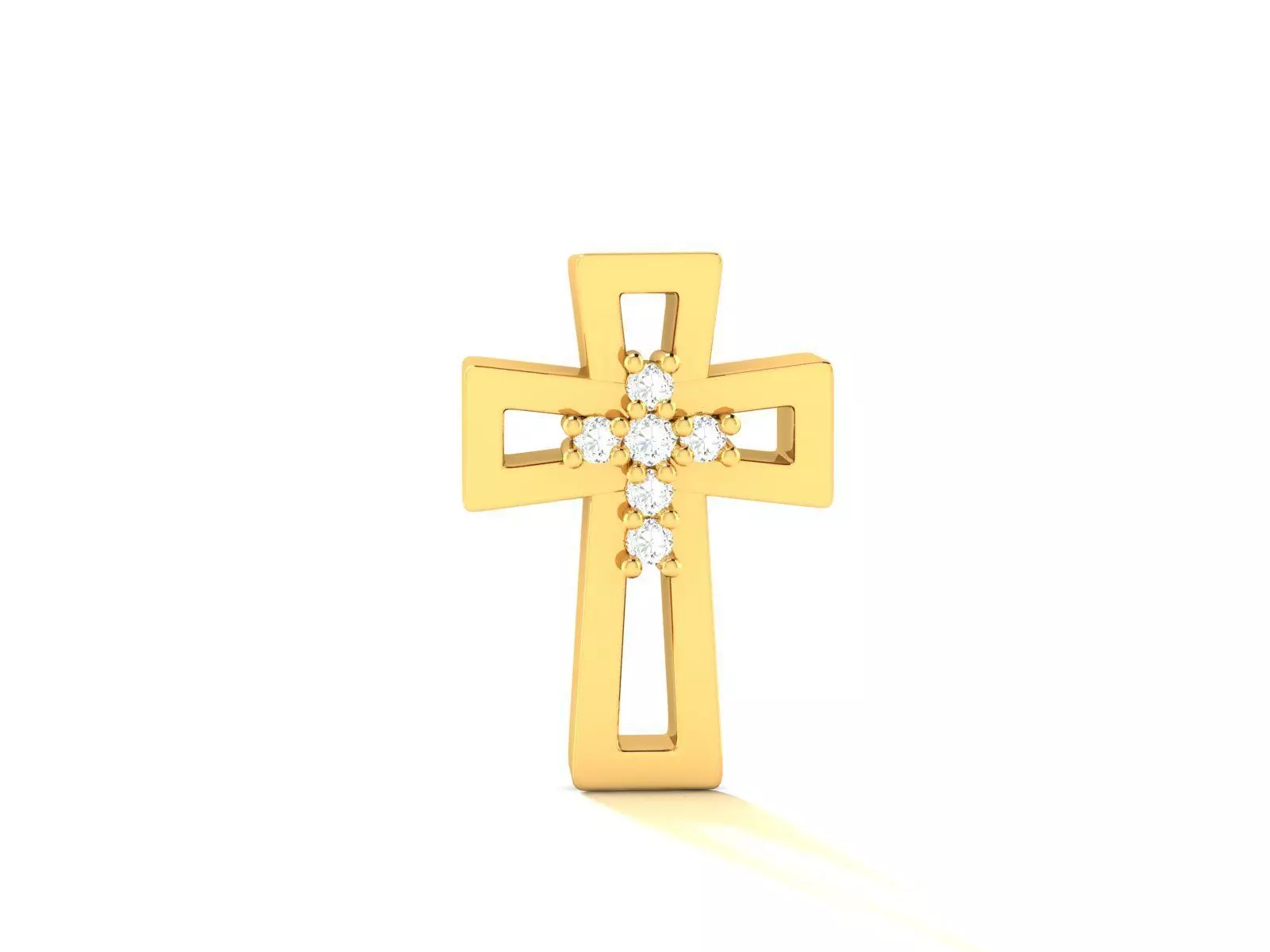 Pendant-622 gold cross pendant with diamonds 3D print model_0