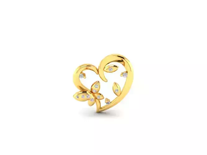 Pendant-584 gold heart pendant with diamonds 3D print model