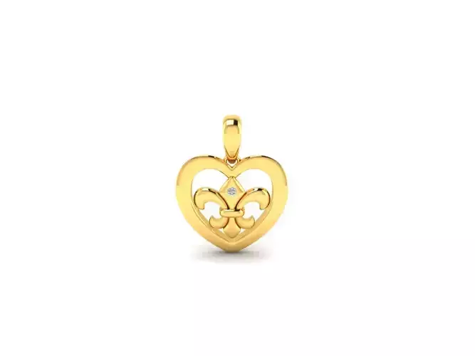 Pendant-583 heart shaped pendant gold 3D print model