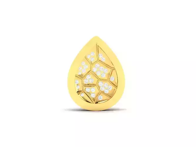 Pendant-384 gold pendant with diamonds in shape of tear