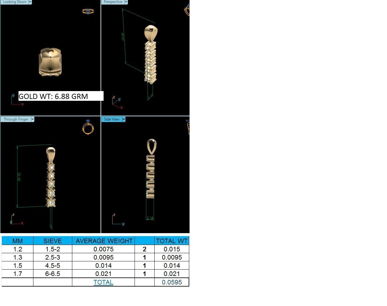 Pendant-369 gold diamond pendant 3D print model_1