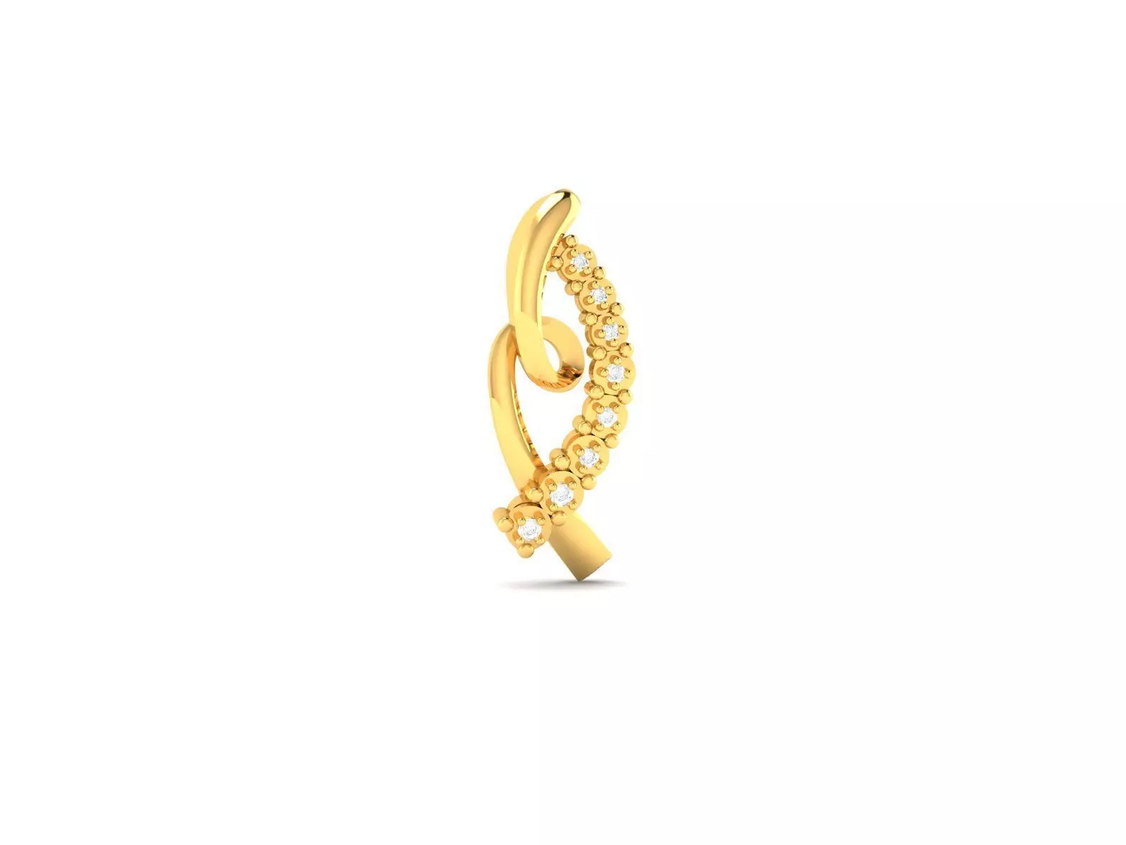 Pendant-366 gold diamond earring 3D print model_0