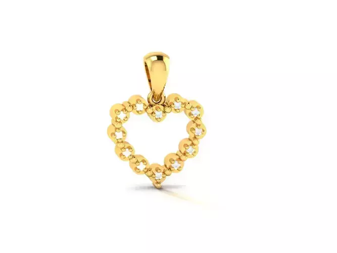 Pendant-365 diamond heart pendant gold 3D print model