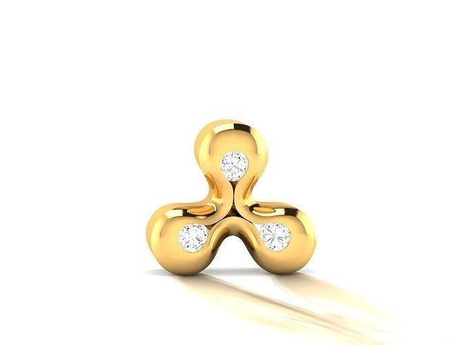 Pendant-357 gold pendant with three diamonds 3D print model