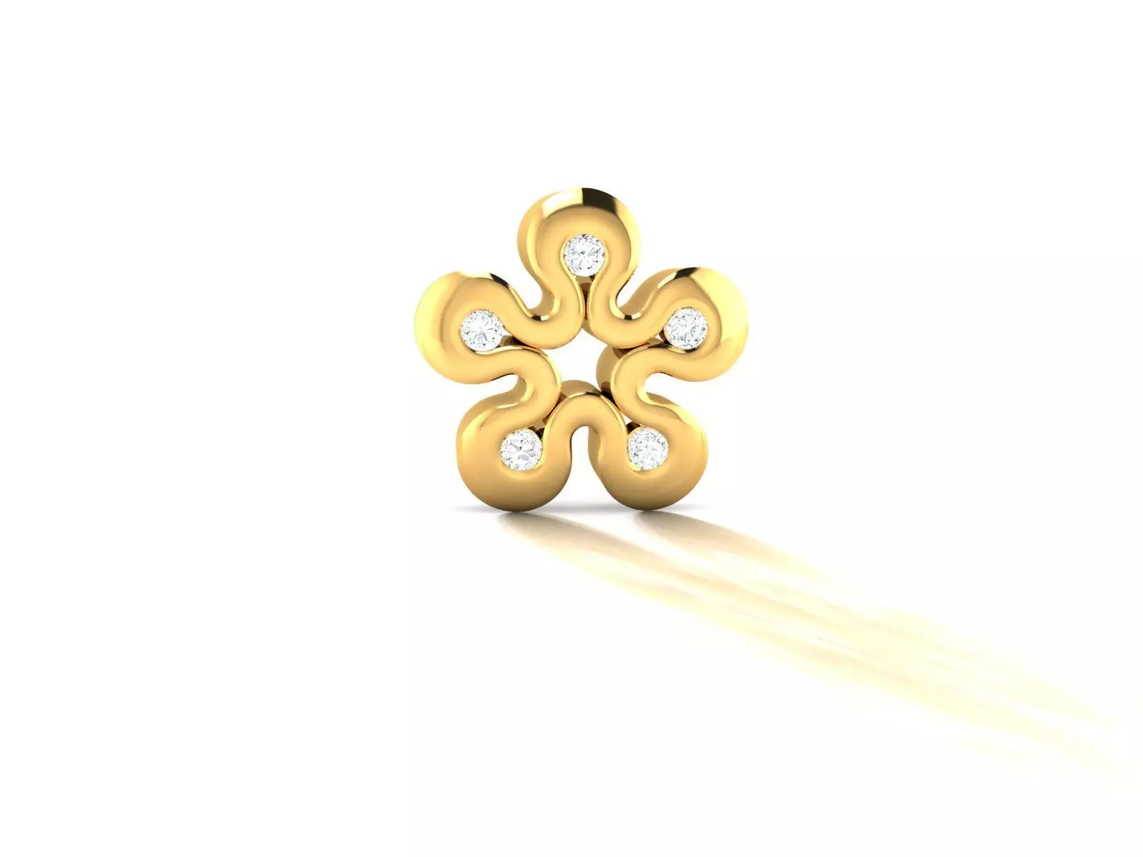 Pendant-355 gold flower shaped pendant with diamonds 3D print model_0