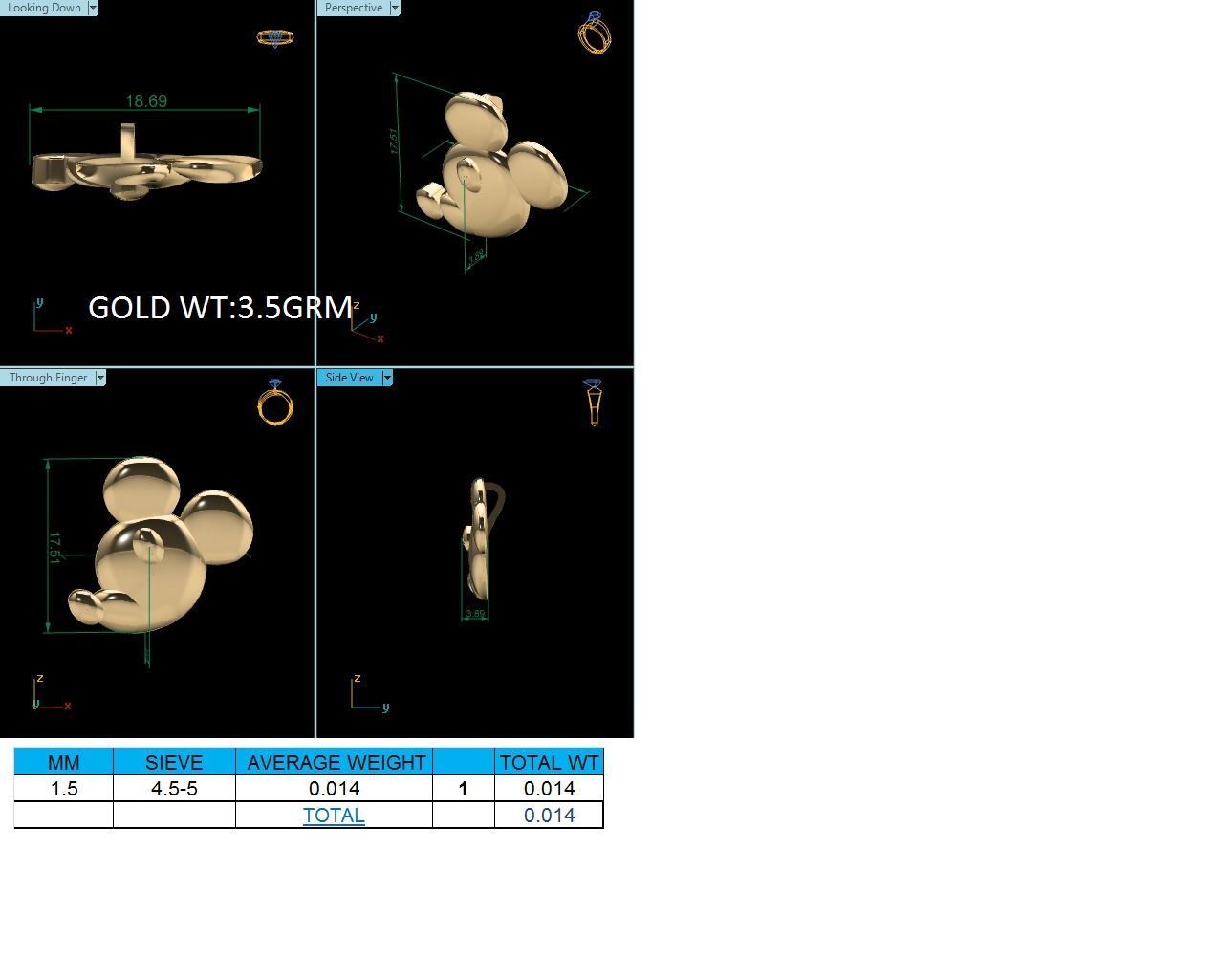 Pendant-308 gold mickey mouse pendant 3D print model_1