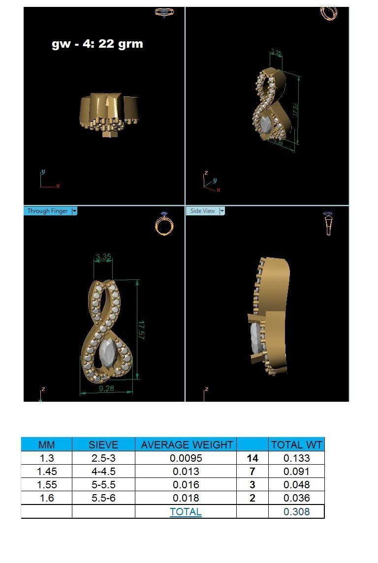 Pendant-1097 infinity pendant with diamonds 3D print model_1