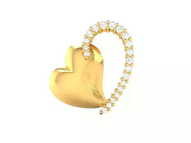 Pendant-995 gold heart shaped pendant with diamonds