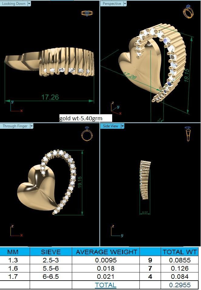 Pendant-995 gold heart shaped pendant with diamonds 3D print model_1