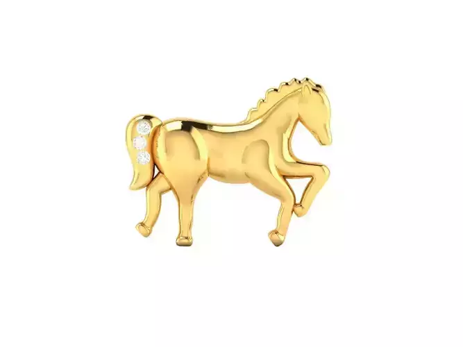 Pendant-1026 gold horse pendant with diamonds 3D print model