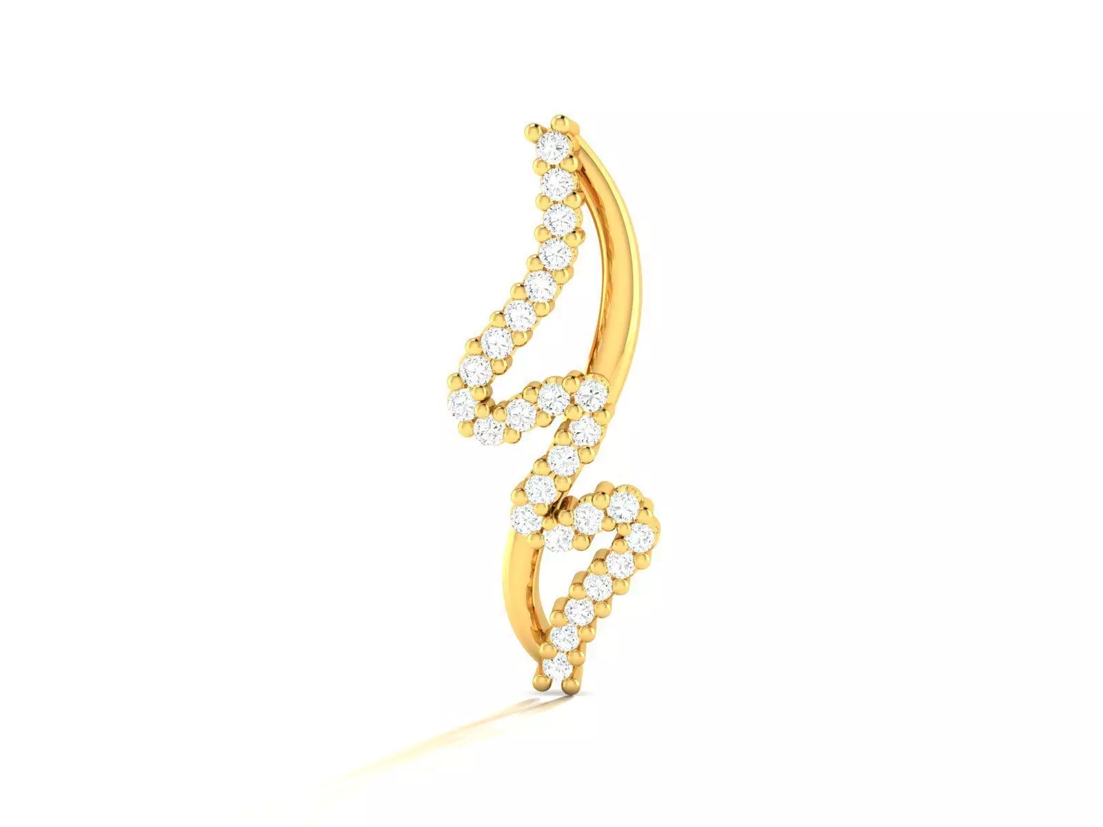 Pendant-1020 gold diamond earring 3D print model_0