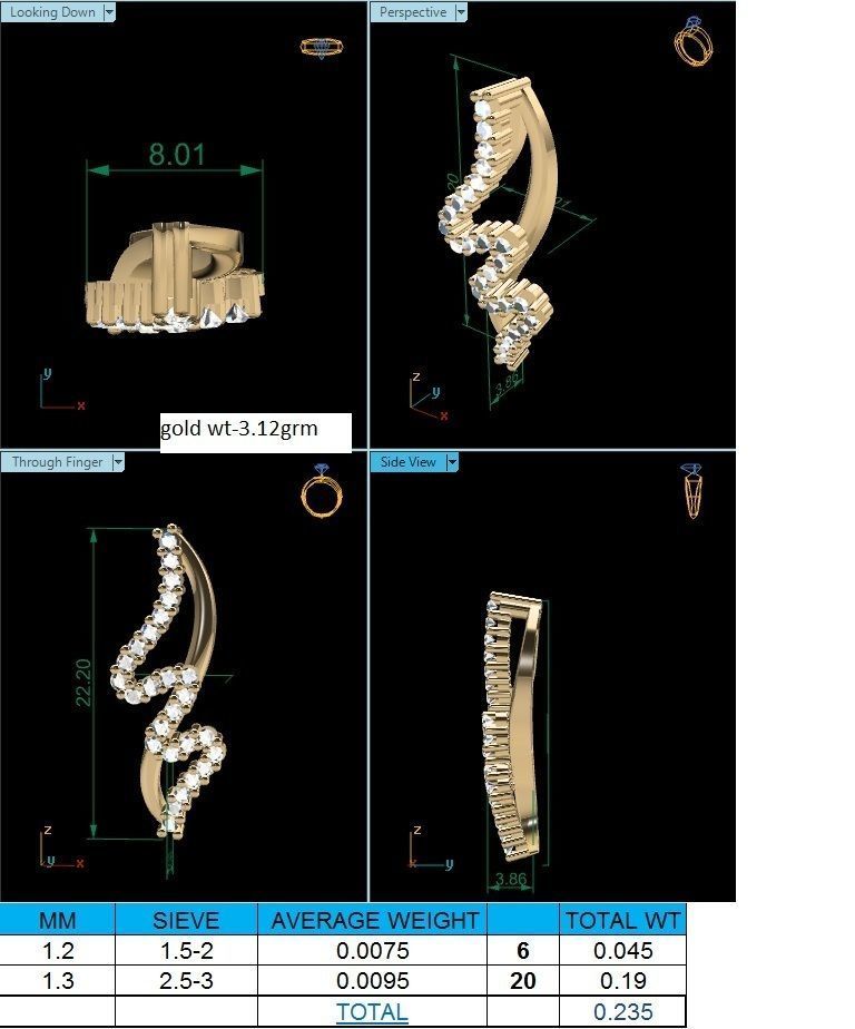 Pendant-1020 gold diamond earring 3D print model_1