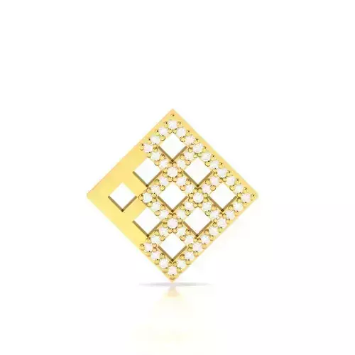 Pendant-889 gold square pendant with diamonds