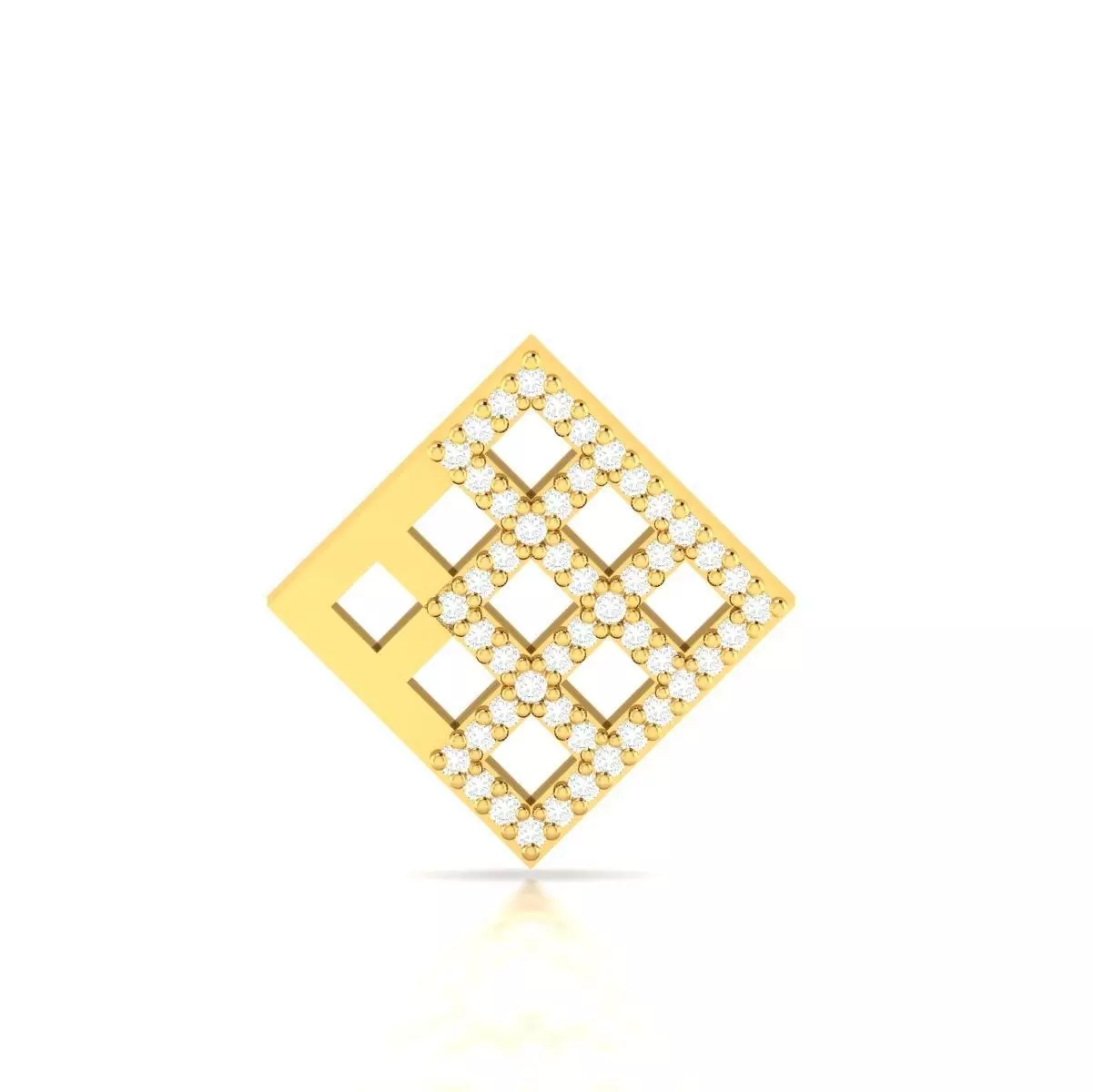 Pendant-889 gold square pendant with diamonds 3D print model
