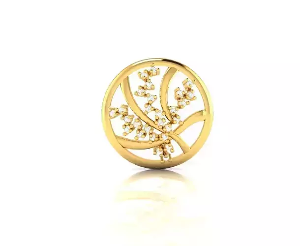 Pendant-887 gold leaf pendant with diamonds