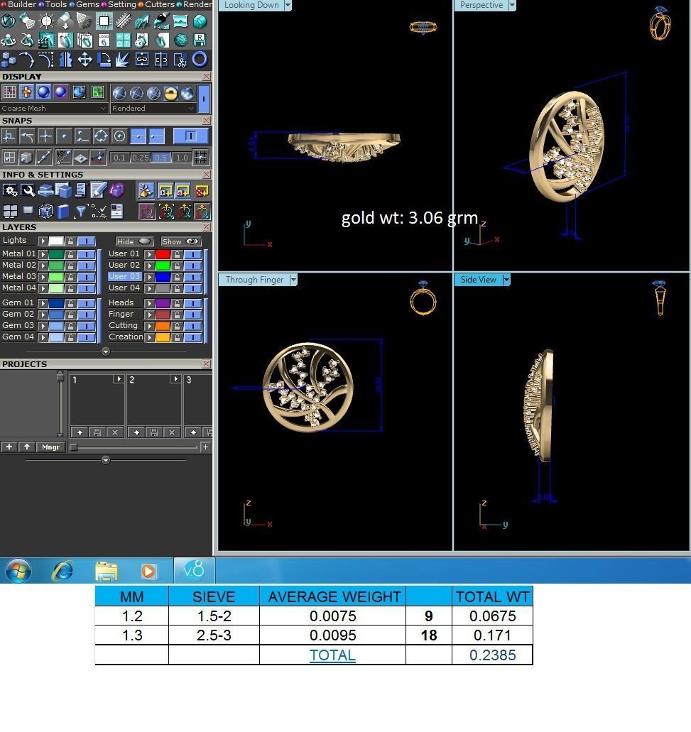 Pendant-887 gold leaf pendant with diamonds 3D print model_1