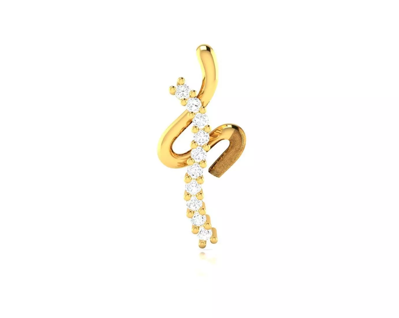 Pendant-876 gold plated diamond earring 3D print model_0