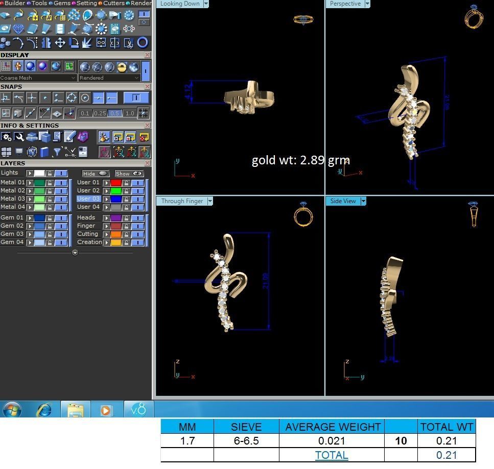 Pendant-876 gold plated diamond earring 3D print model_1