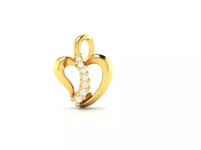 Pendant-857 gold heart pendant with diamonds