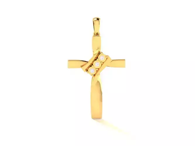 Pendant-854 gold cross pendant with diamonds