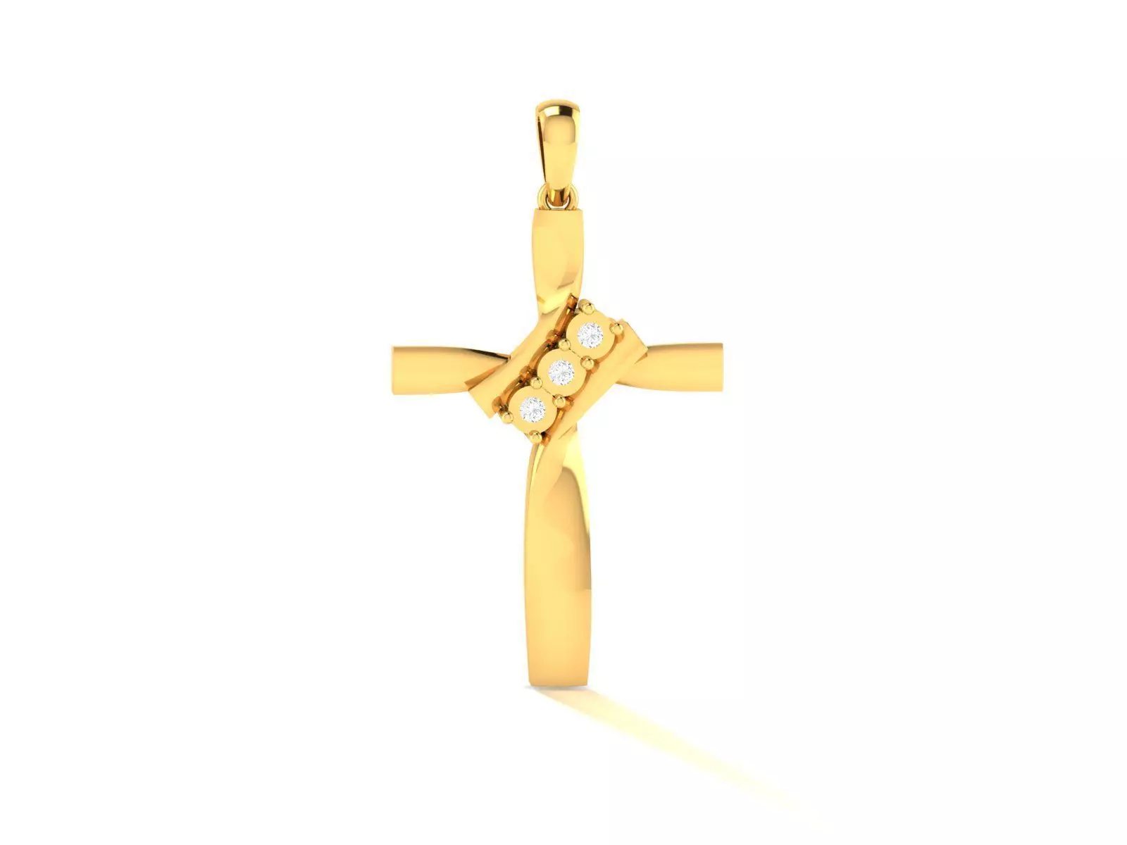 Pendant-854 gold cross pendant with diamonds 3D print model_0