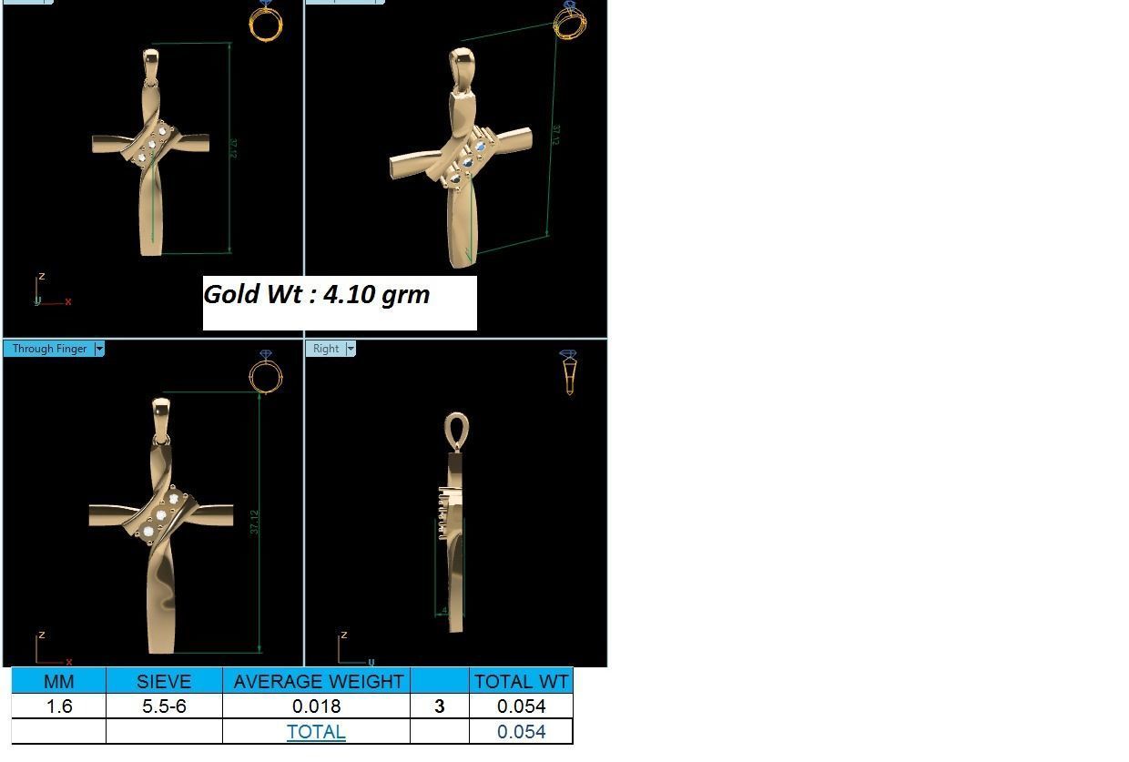 Pendant-854 gold cross pendant with diamonds 3D print model_1