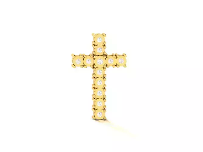 Pendant-853 gold cross pendant with diamonds
