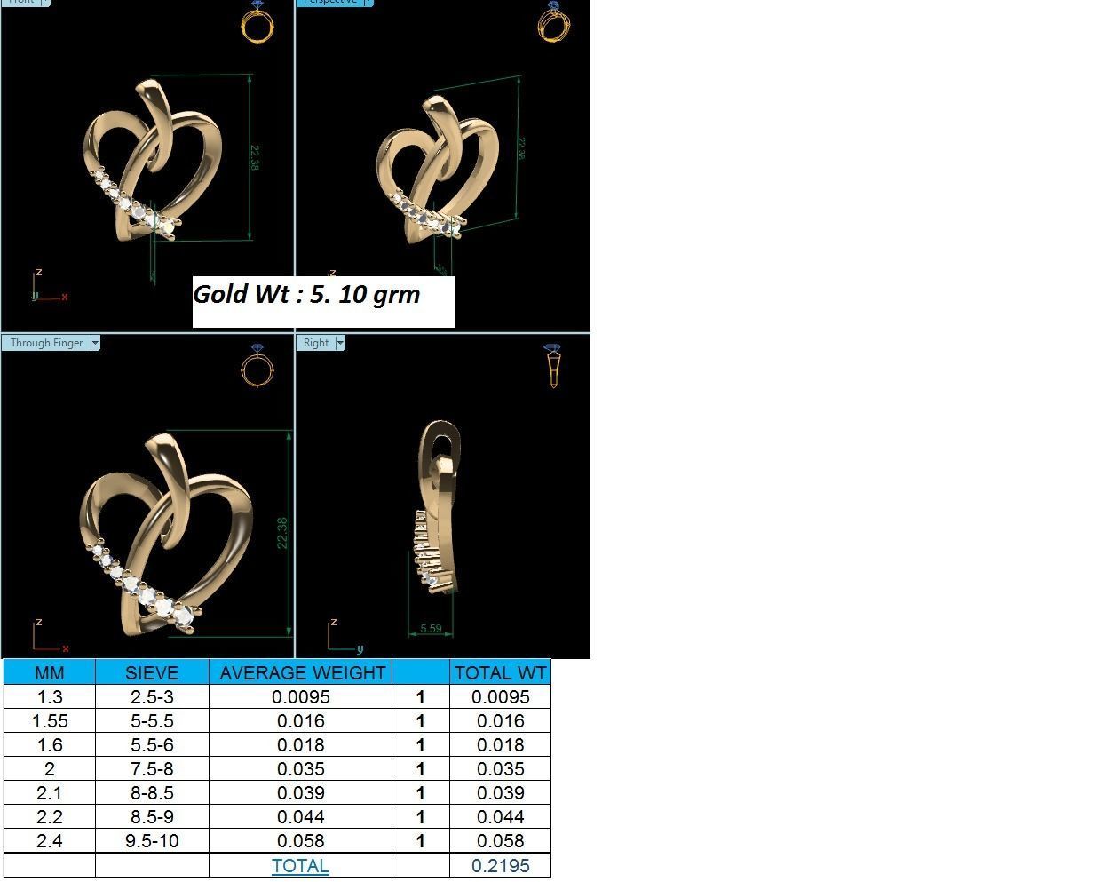 Pendant-851 diamond heart pendant gold 3D print model_1